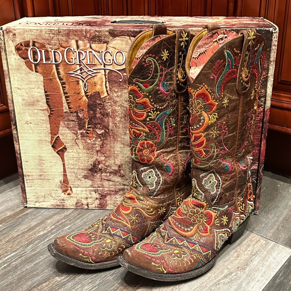 Old Gringo Olivia Boots Floral Embroidery Cowboy Size 7 Wedding Cowgirl Boots - Picture 3 of 10